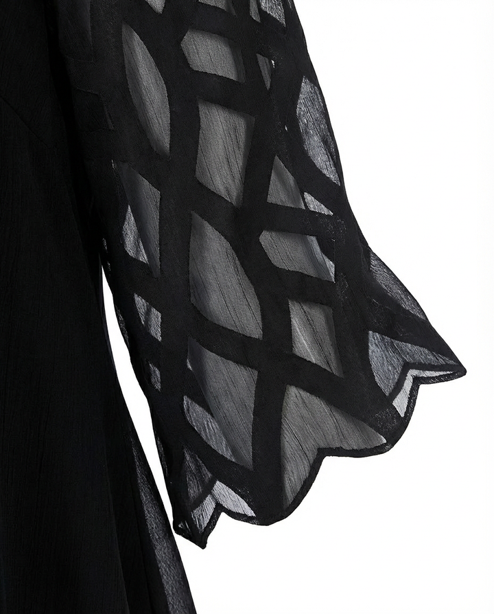 Sukienka Damska Midi Kwiatowa | Luźny Krój | Koronkowe Rękawy | Na Co Dzień