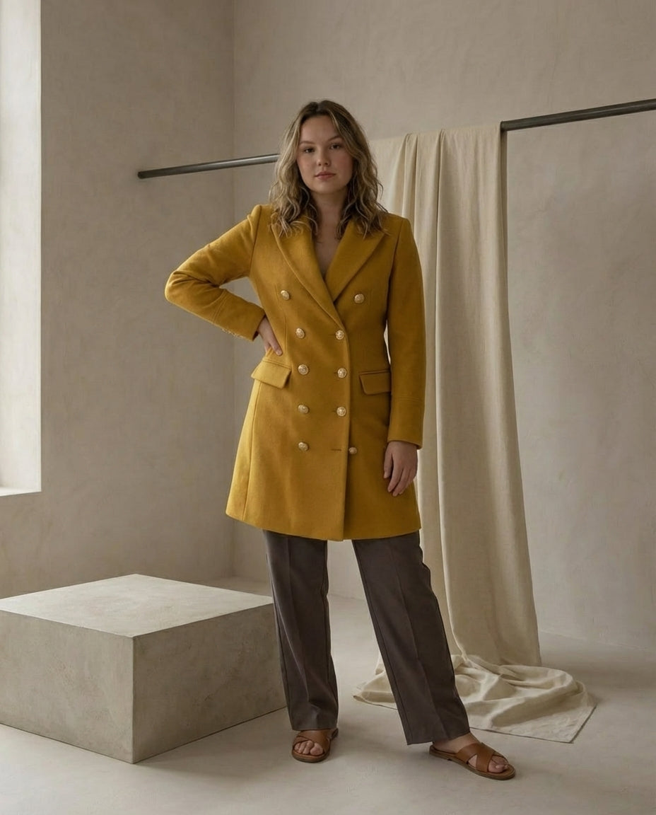 Płaszcz Zimowy Damski Płaszcz Damski Zimowy | Długi Krój | Funkcjonalne Kieszenie | Na Zimę i Pory Przejściowe