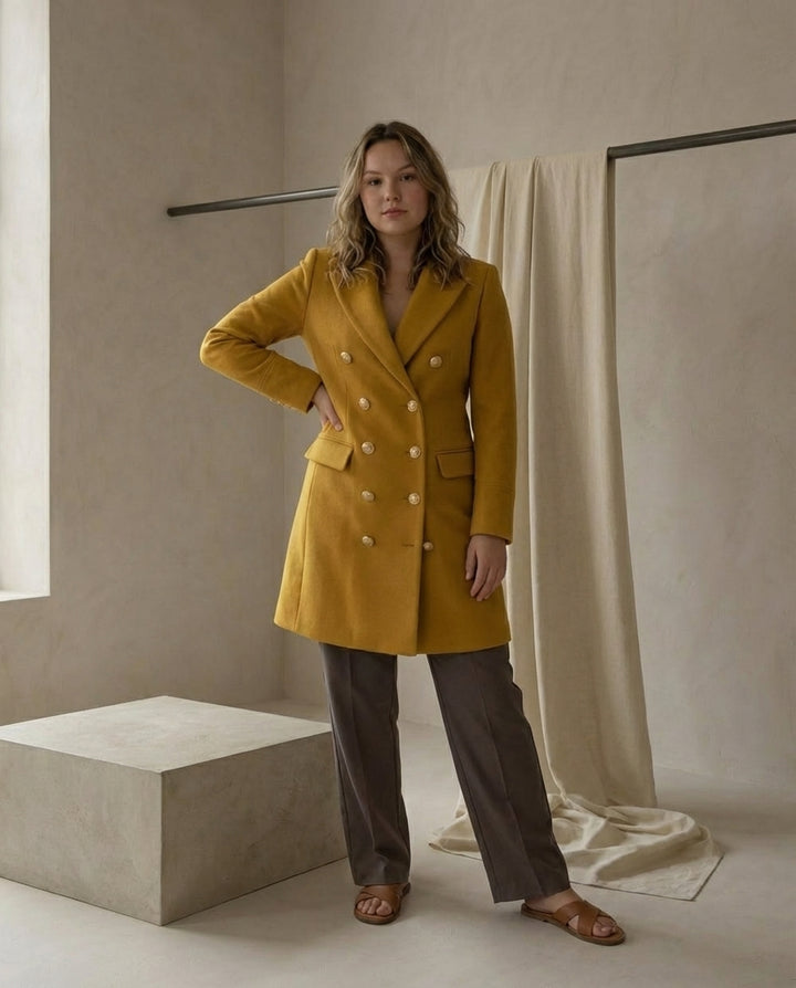 Płaszcz Zimowy Damski Płaszcz Damski Zimowy | Długi Krój | Funkcjonalne Kieszenie | Na Zimę i Pory Przejściowe