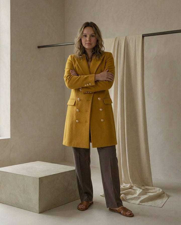 Płaszcz Zimowy Damski Płaszcz Damski Zimowy | Długi Krój | Funkcjonalne Kieszenie | Na Zimę i Pory Przejściowe