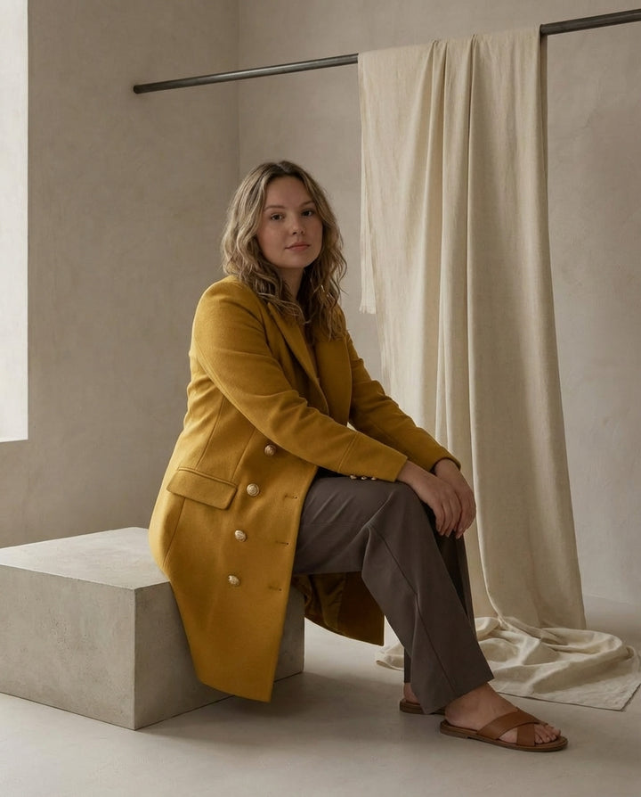 Płaszcz Zimowy Damski Płaszcz Damski Zimowy | Długi Krój | Funkcjonalne Kieszenie | Na Zimę i Pory Przejściowe