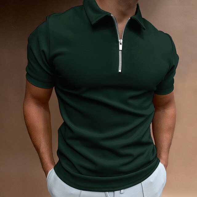 Męska Koszulka Polo z Krótkim Rękawem | Zamek pod Kołnierzem | Klasyczny Styl Casual