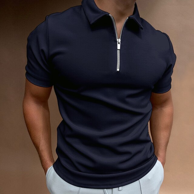 Męska Koszulka Polo z Krótkim Rękawem | Zamek pod Kołnierzem | Klasyczny Styl Casual