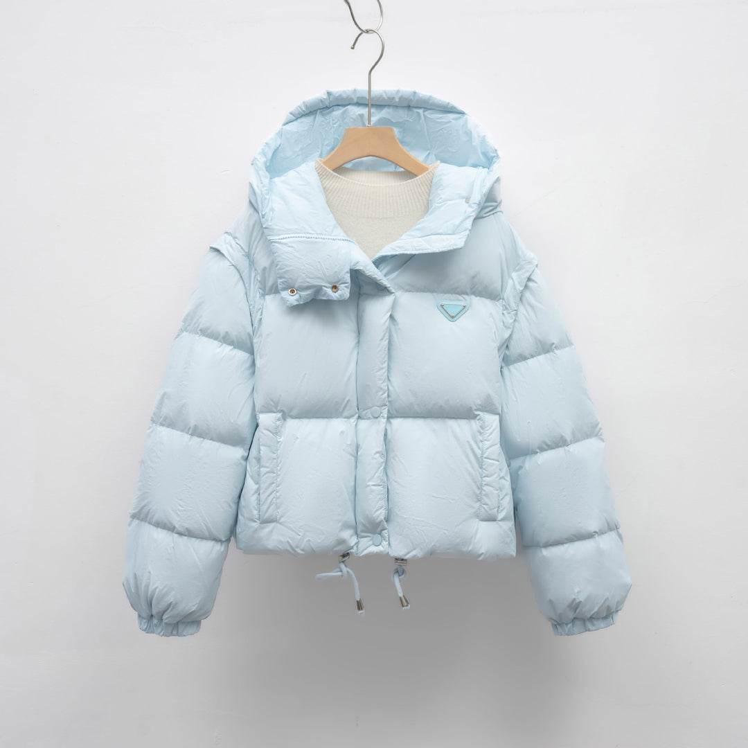 Krótsza Kurtka Pikowana z Kapturem | Wygodna i Lekka | Z Regulacją w Talii