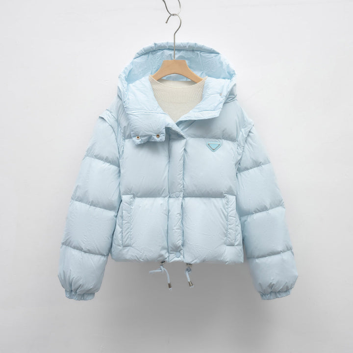 Krótsza Kurtka Pikowana z Kapturem | Wygodna i Lekka | Z Regulacją w Talii