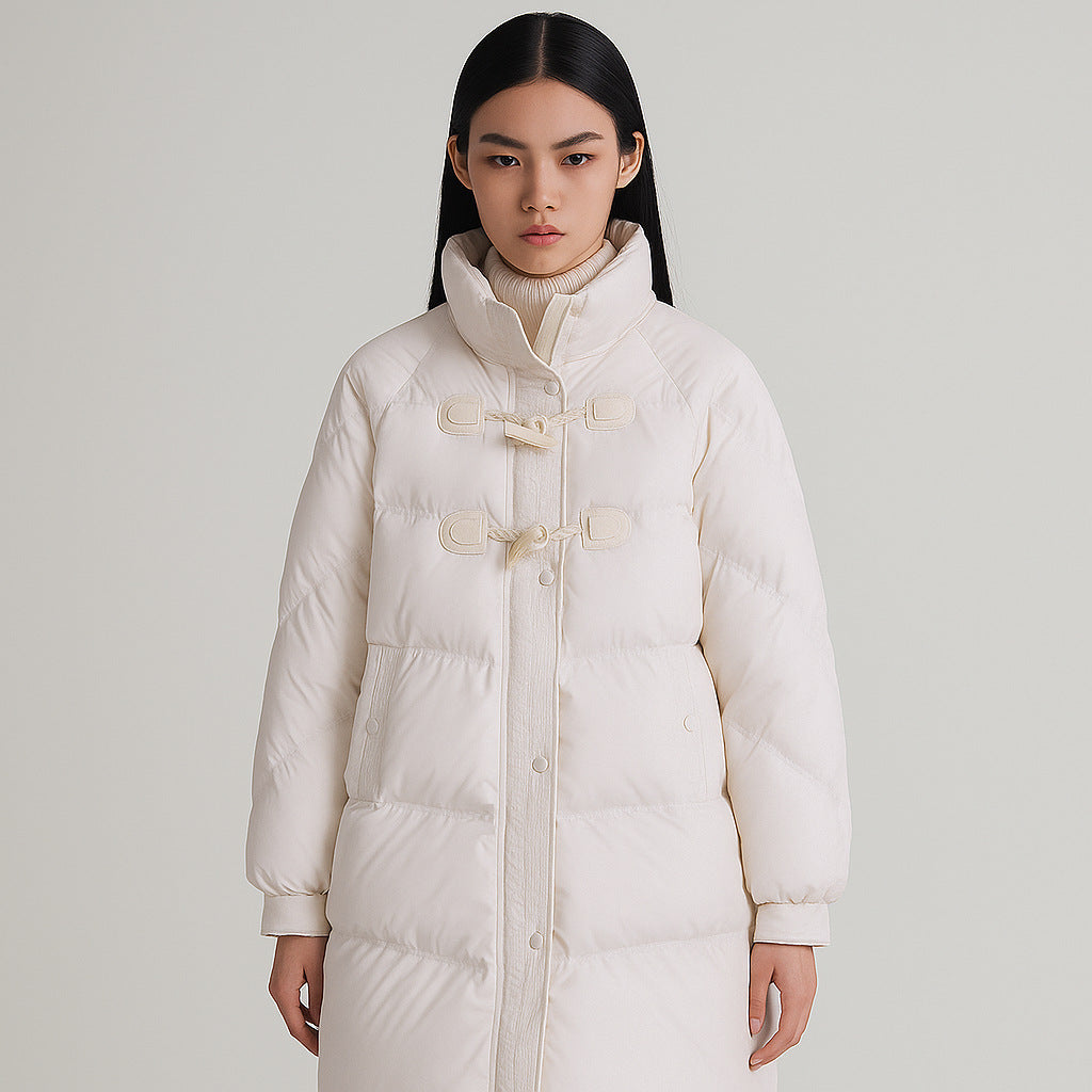 Długa Pikowana Kurtka z Troczkami | Minimalistyczna Forma | Ciepła i Wygodna