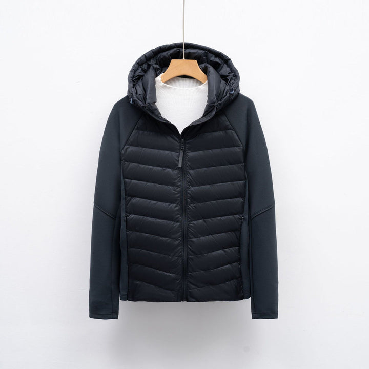 Męska Kurtka Hybrydowa z Kapturem | Pikowany Przód | Lekka i Funkcjonalna