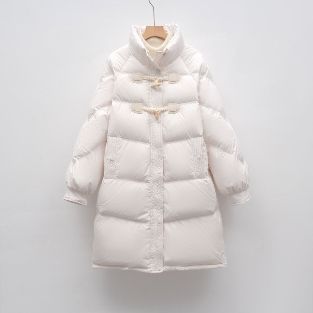 Długa Pikowana Kurtka z Troczkami | Minimalistyczna Forma | Ciepła i Wygodna