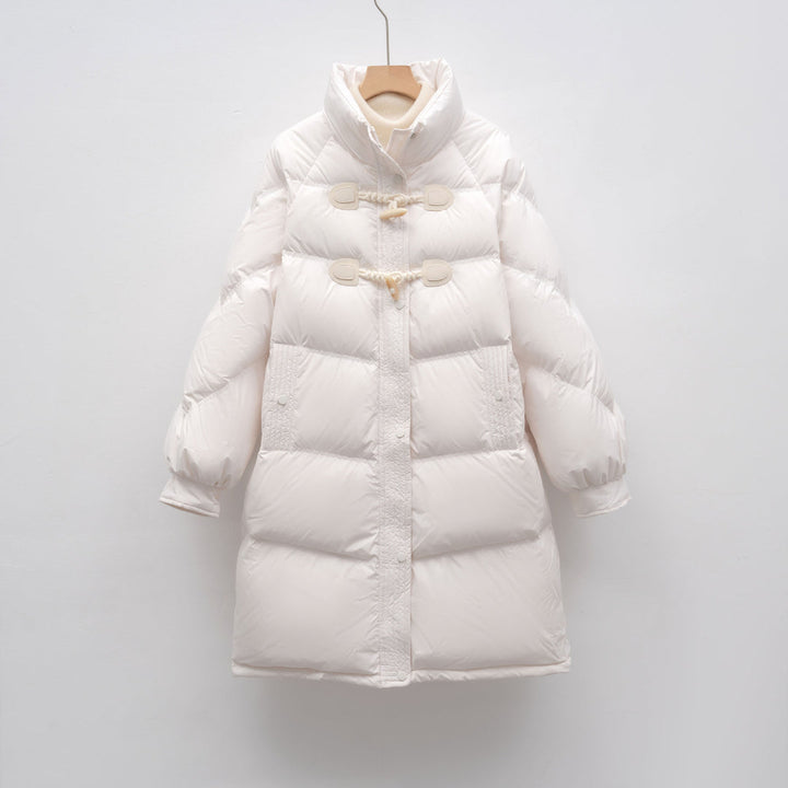 Długa Pikowana Kurtka z Troczkami | Minimalistyczna Forma | Ciepła i Wygodna