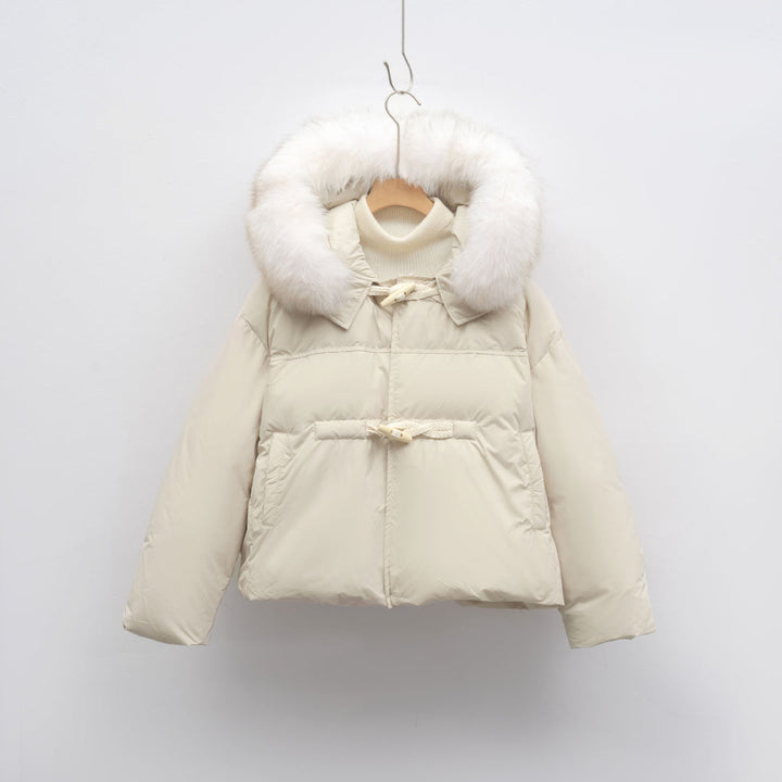 Krótka Kurtka z Puszystym Kołnierzem | Stylowa i Ciepła | Związana na Troczki