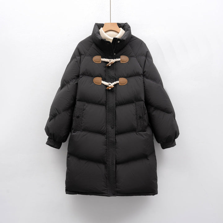 Długa Pikowana Kurtka z Troczkami | Minimalistyczna Forma | Ciepła i Wygodna