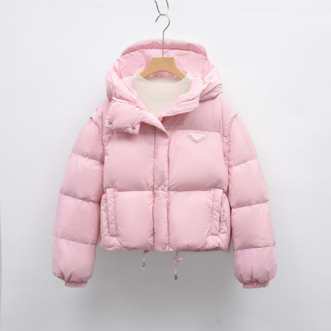 Krótsza Kurtka Pikowana z Kapturem | Wygodna i Lekka | Z Regulacją w Talii