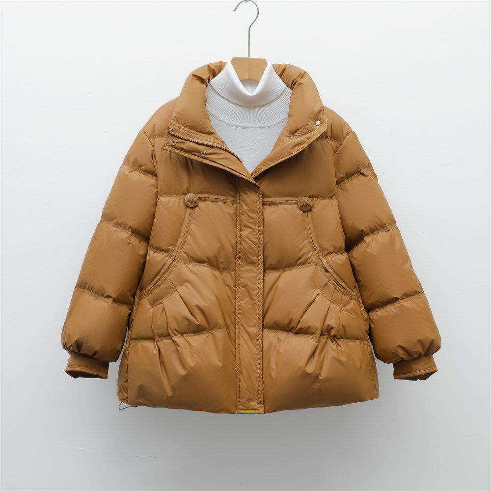 Pikowana Kurtka Oversize | Wypełniona i Komfortowa | Zapięcie na Guziki i Zamek | Na Sezon Jesienno-Zimowy