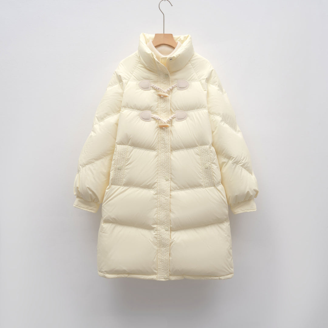 Długa Pikowana Kurtka z Troczkami | Minimalistyczna Forma | Ciepła i Wygodna