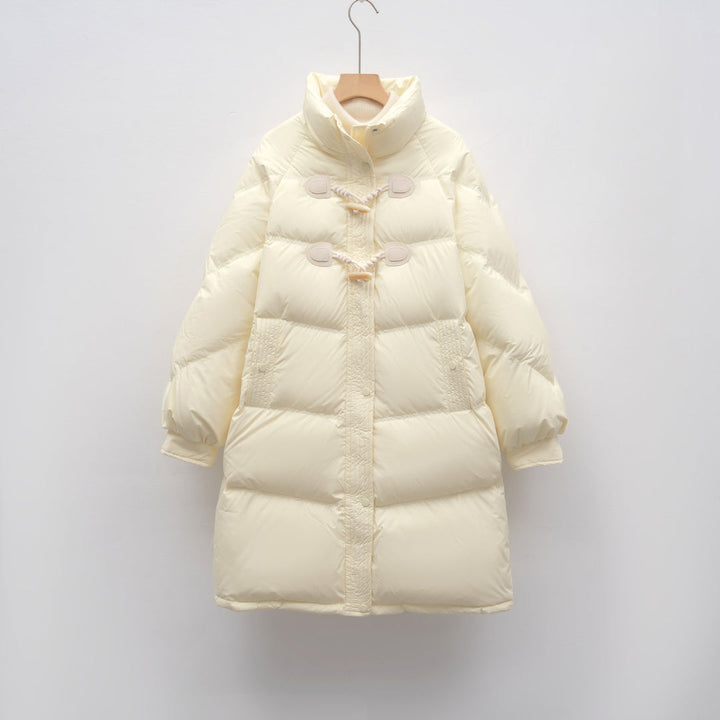 Długa Pikowana Kurtka z Troczkami | Minimalistyczna Forma | Ciepła i Wygodna