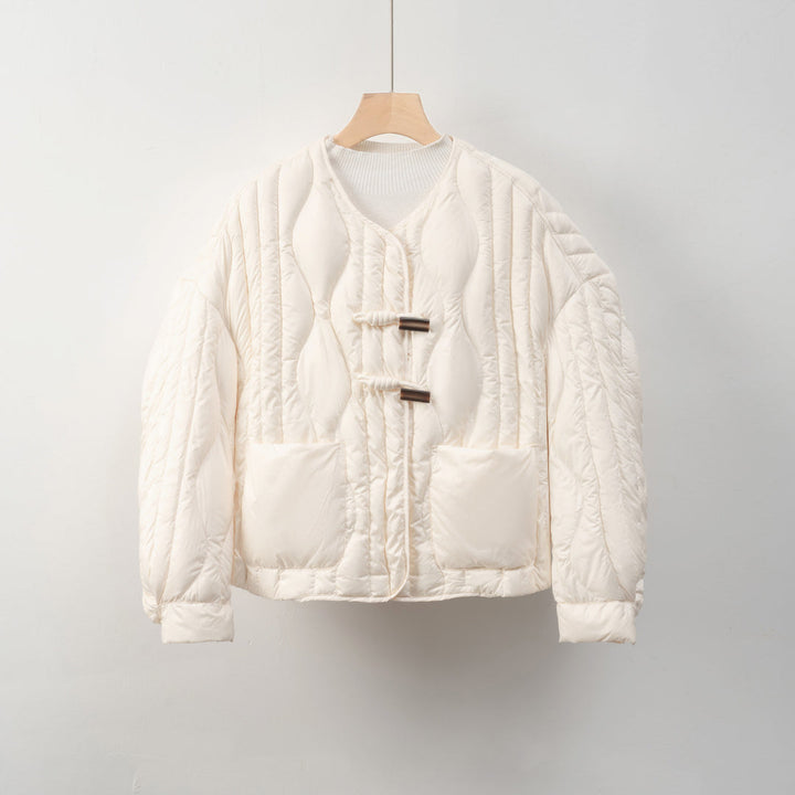 Pikowana Kurtka z Wiązaniem | Dekolt w Serek | Lekka i Nowoczesna