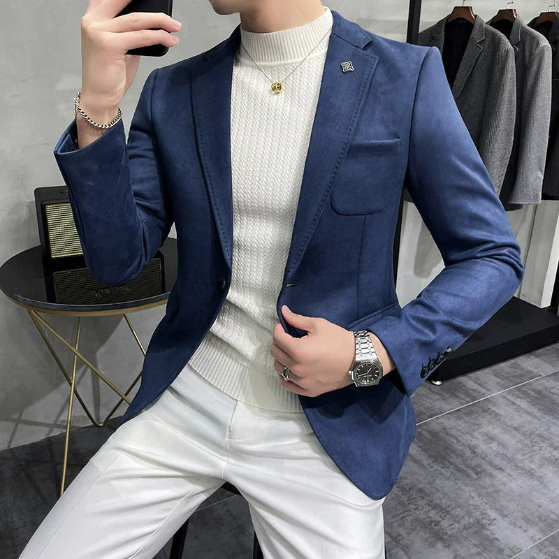Męska Marynarka Elegancka | Smukły Krój | Styl Smart-Casual | Jednorzędowe Zapięcie