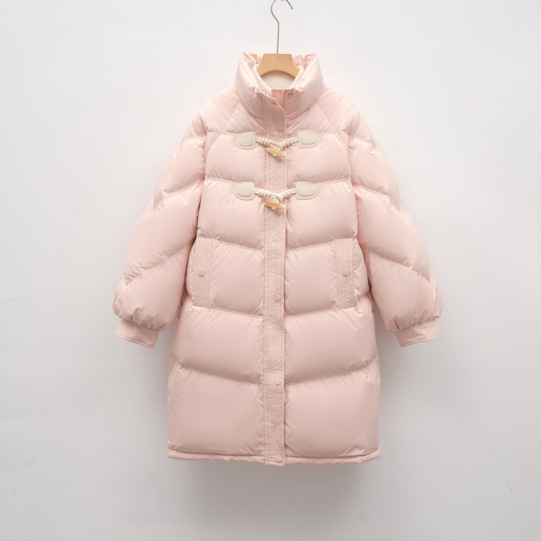 Długa Pikowana Kurtka z Troczkami | Minimalistyczna Forma | Ciepła i Wygodna