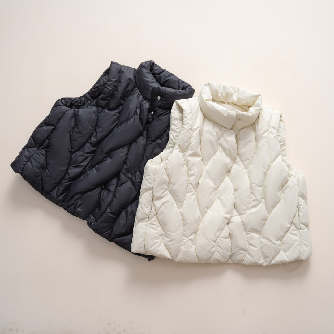 Pikowana Kamizelka Bez Rękawów | Wysoki Kołnierz | Ciepła i Lekka