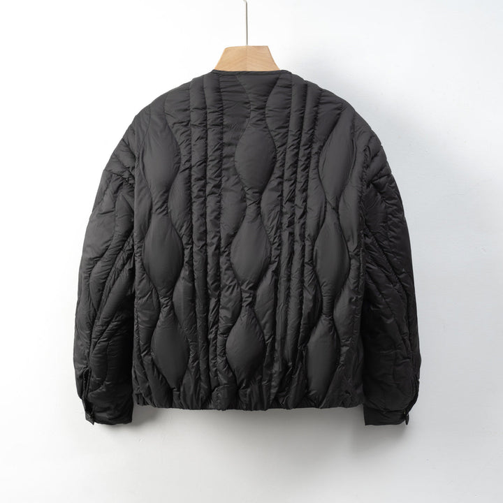 Pikowana Kurtka z Wiązaniem | Dekolt w Serek | Lekka i Nowoczesna