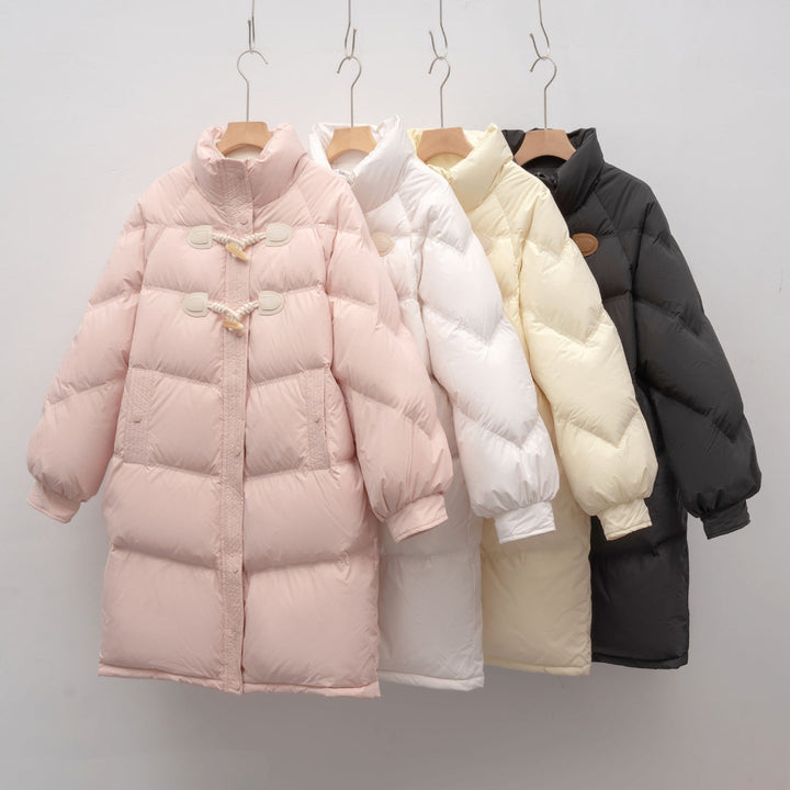 Długa Pikowana Kurtka z Troczkami | Minimalistyczna Forma | Ciepła i Wygodna