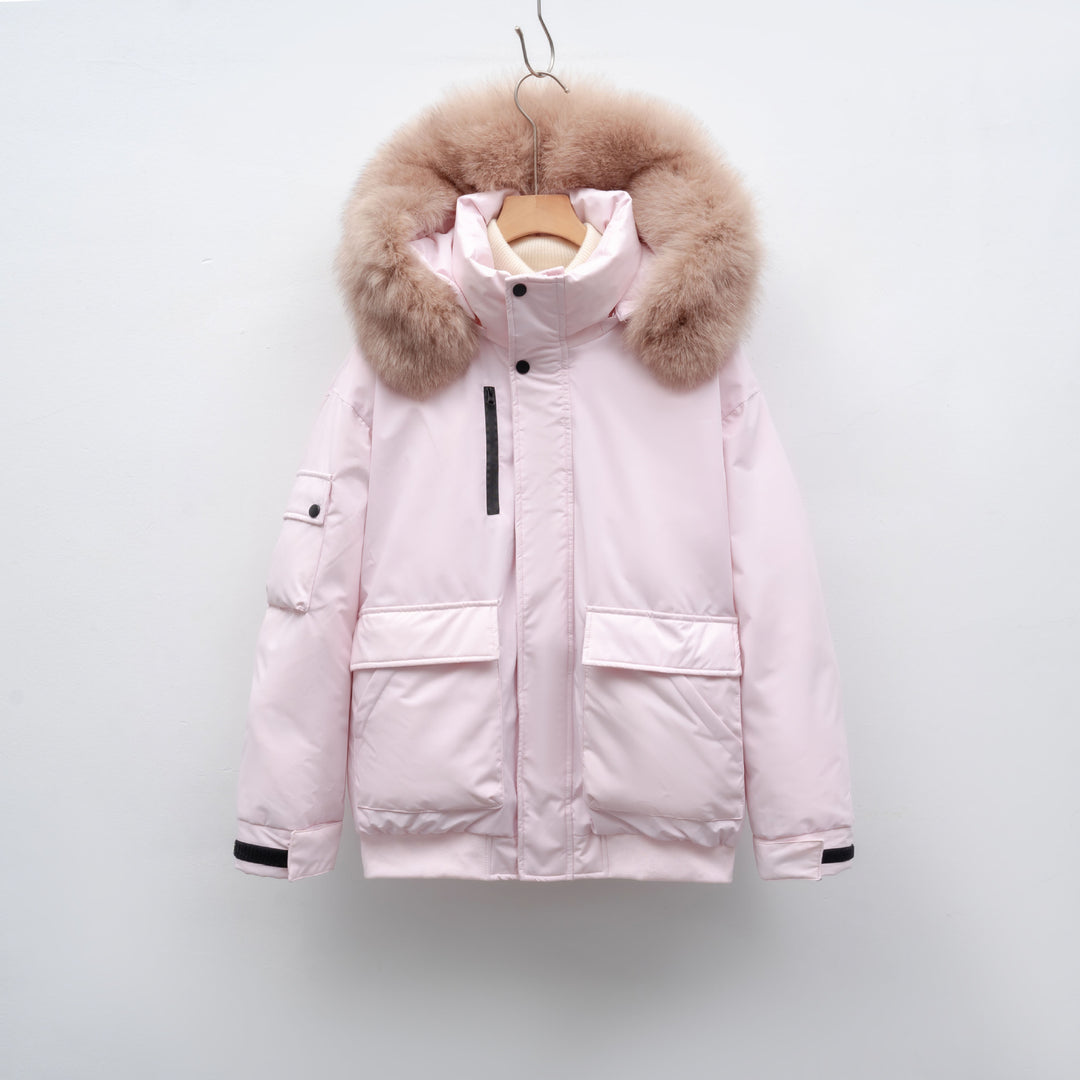 Parka Pikowana z Kapturem | Obszycie ze Sztucznego Futra | Funkcjonalne Kieszenie | Idealna na Zimę