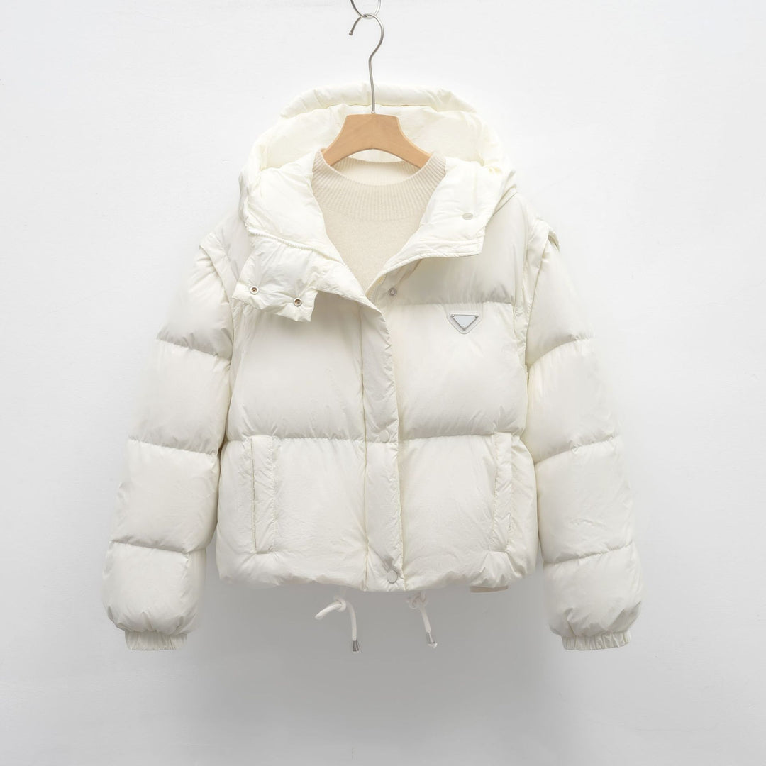 Krótsza Kurtka Pikowana z Kapturem | Wygodna i Lekka | Z Regulacją w Talii