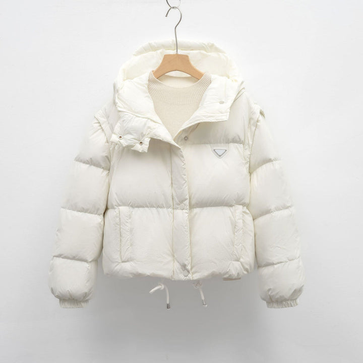 Krótsza Kurtka Pikowana z Kapturem | Wygodna i Lekka | Z Regulacją w Talii