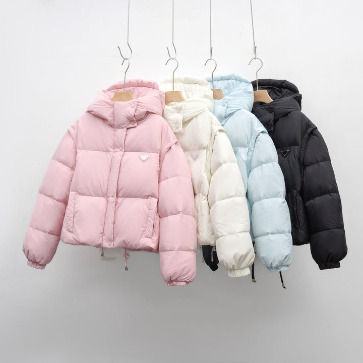 Krótsza Kurtka Pikowana z Kapturem | Wygodna i Lekka | Z Regulacją w Talii