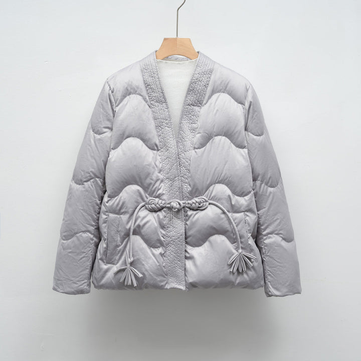 Pikowana Kurtka Kimono | Związanie w Talii | Lekka i Nowoczesna | Komfort na Co Dzień