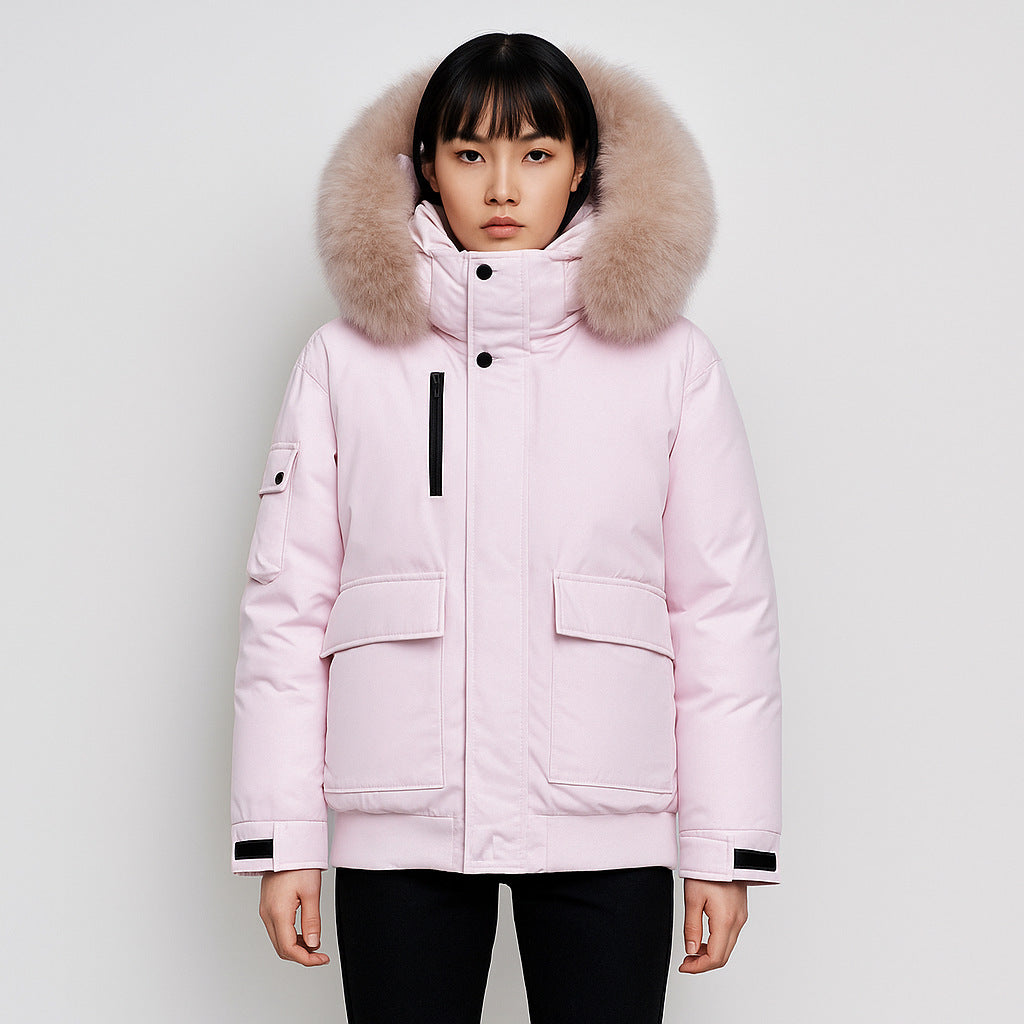 Parka Pikowana z Kapturem | Obszycie ze Sztucznego Futra | Funkcjonalne Kieszenie | Idealna na Zimę