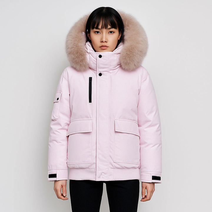 Parka Pikowana z Kapturem | Obszycie ze Sztucznego Futra | Funkcjonalne Kieszenie | Idealna na Zimę