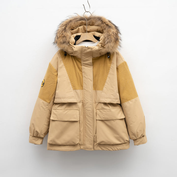 Parka z Futrzanym Kapturem | Kontrastowa Faktura | Funkcjonalna i Ciepła