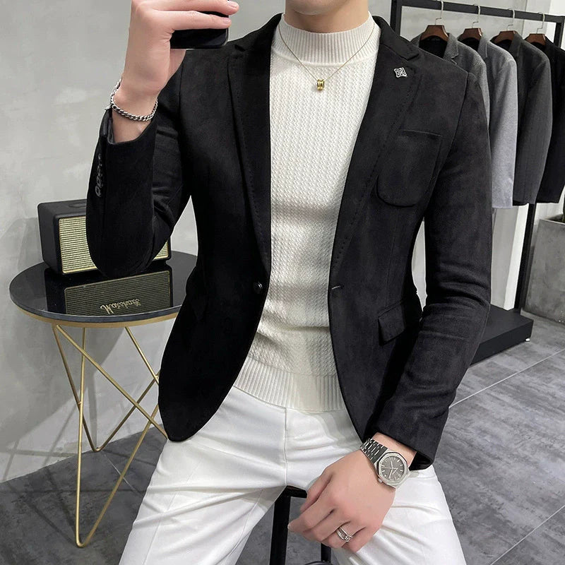 Męska Marynarka Elegancka | Smukły Krój | Styl Smart-Casual | Jednorzędowe Zapięcie