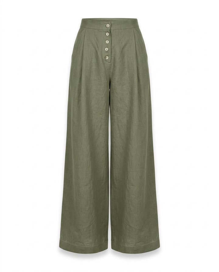 Spodnie Palazzo Palazzo Spodnie | Luźny Krój | Detale Zapinane na Guziki | Na Lato