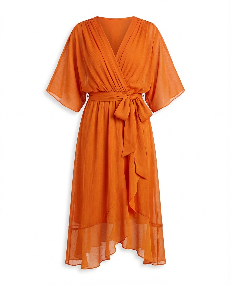 Sukienka Damska Midi Szyfonowa | Luźny Krój | Delikatny Pasek | Na Co Dzień