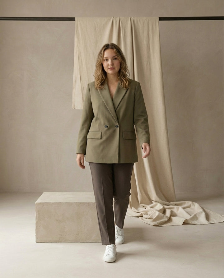 Marynarka Damska Dwurzędowa Marynarki Damskie | Klasyczny Krój | Strukturalny Kołnierz | Do Pracy i Na Co Dzień