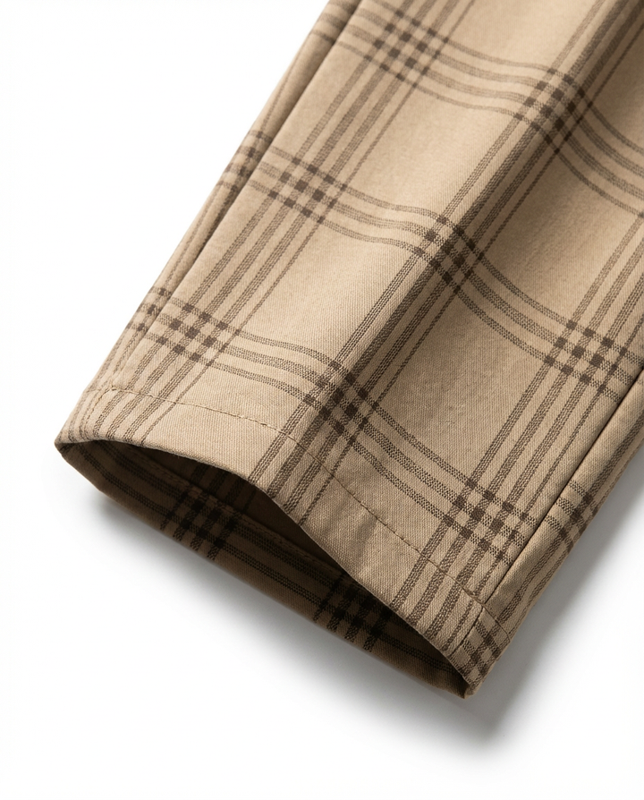 Spodnie Męskie Spodnie w Kratę | Luźny Krój | Wygodny Materiał | Na Co Dzień