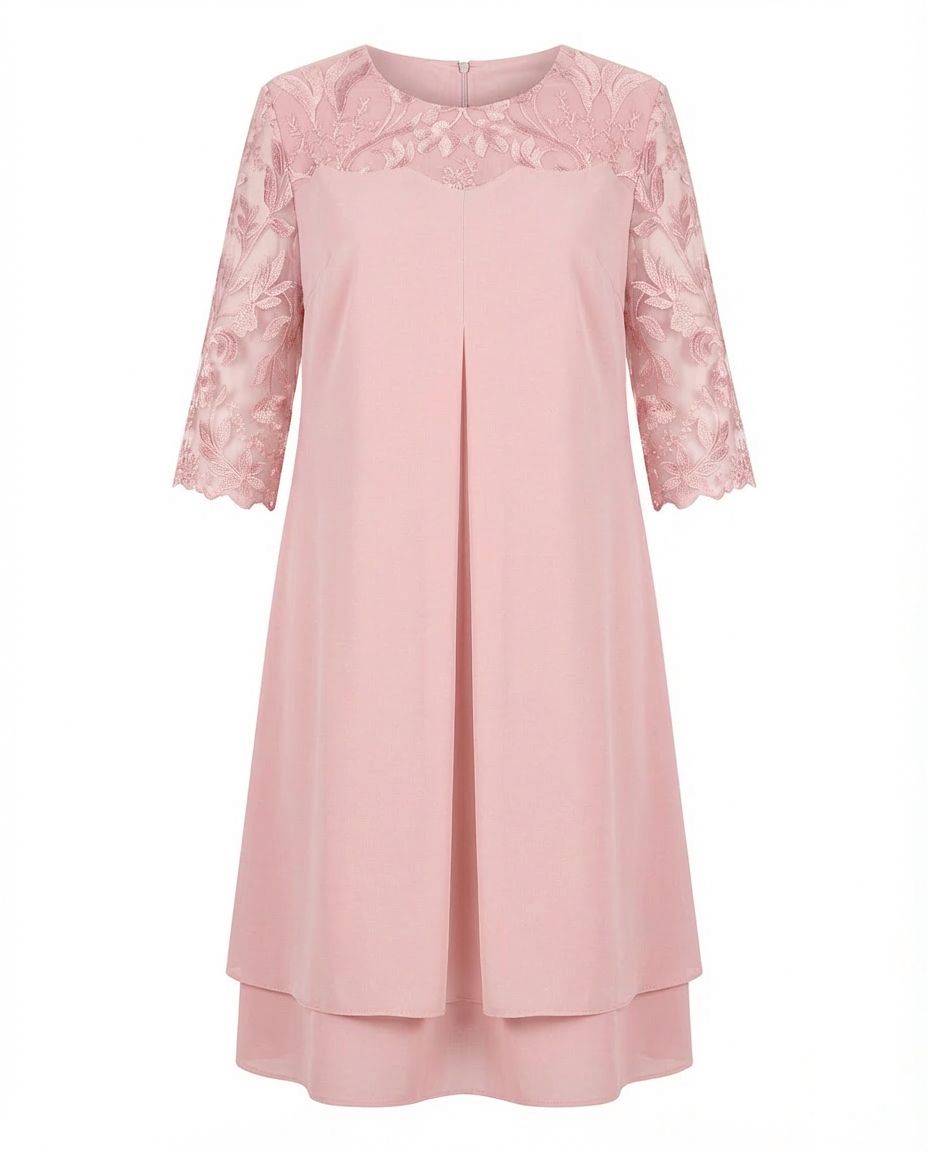 Sukienka Plus Size Sukienki Na Wesele | Elegancki Krój | Przezroczyste Rękawy | Na Wesele