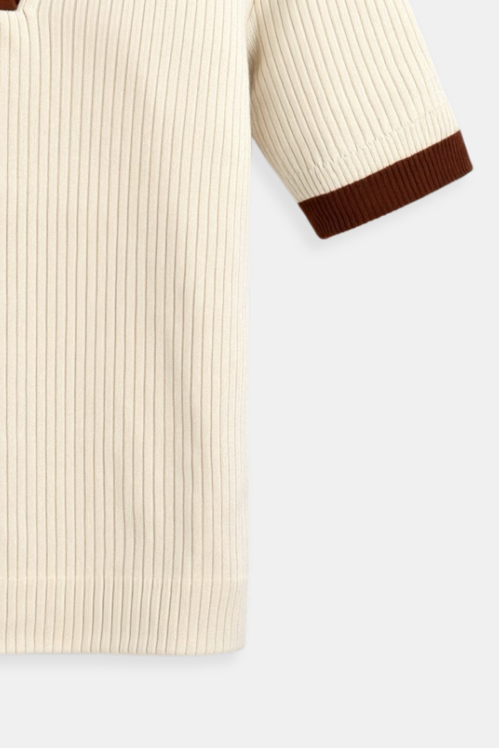 Koszulka Polo Dzianinowa | Kontrastowy Kołnierzyk | Swobodny Krój na Lato