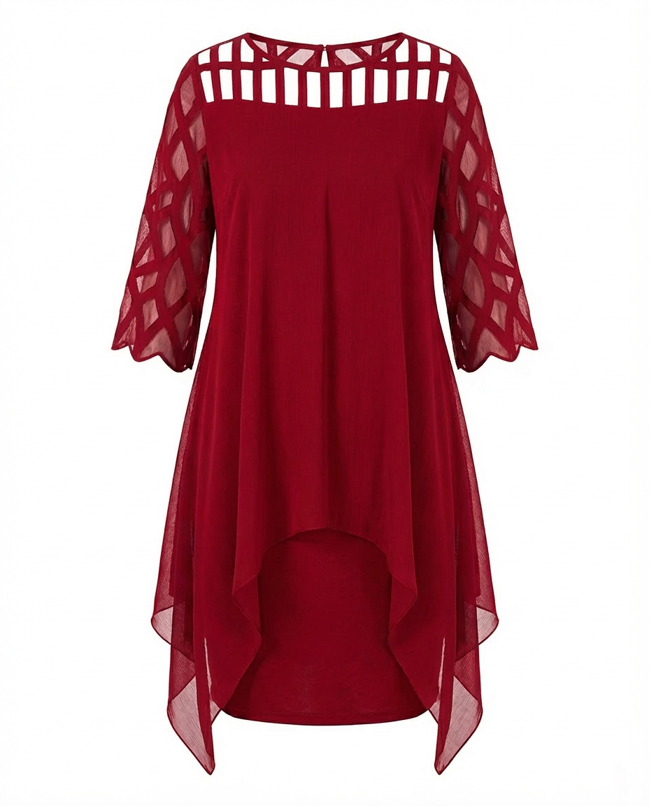 Sukienka Damska Midi Kwiatowa | Luźny Krój | Koronkowe Rękawy | Na Co Dzień