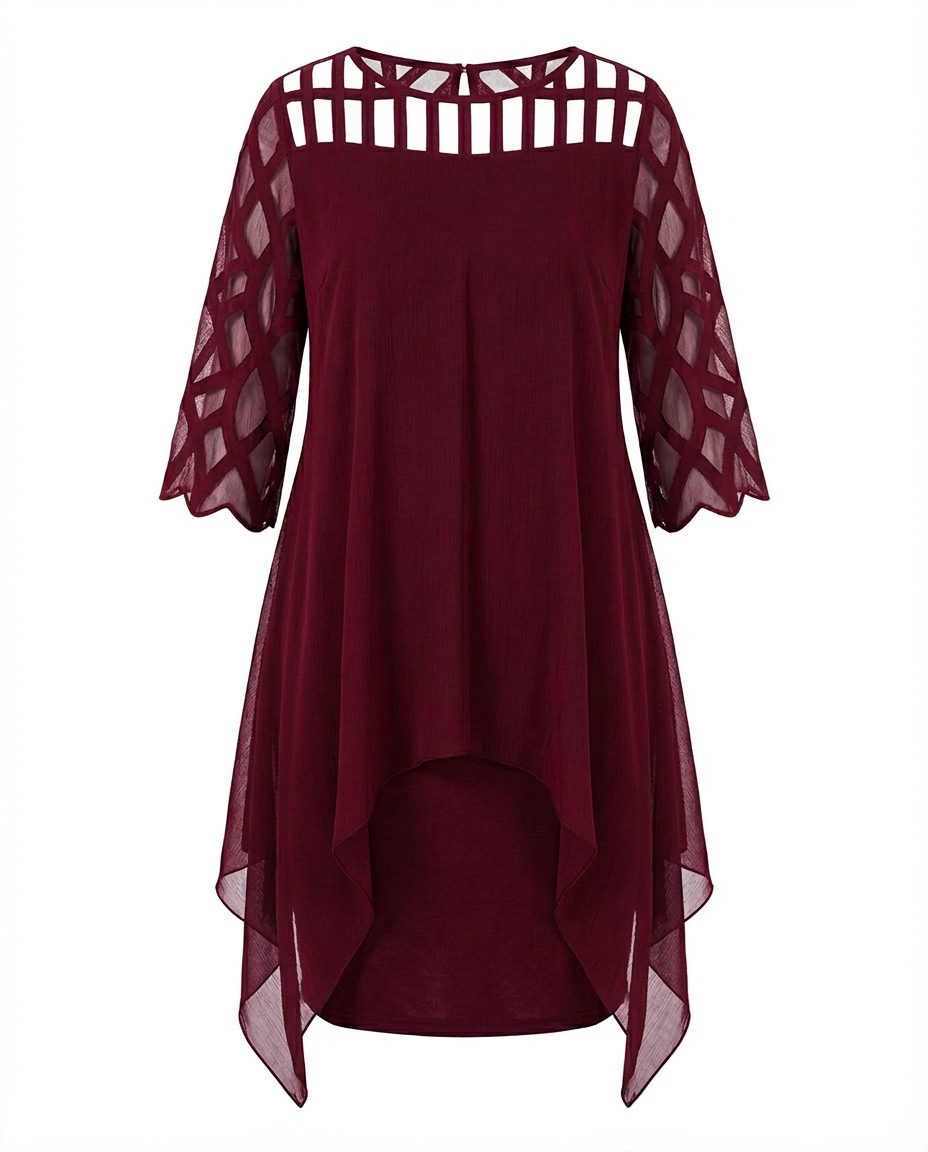 Sukienka Damska Midi Kwiatowa | Luźny Krój | Koronkowe Rękawy | Na Co Dzień