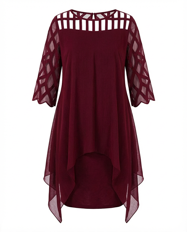 Sukienka Damska Midi Kwiatowa | Luźny Krój | Koronkowe Rękawy | Na Co Dzień