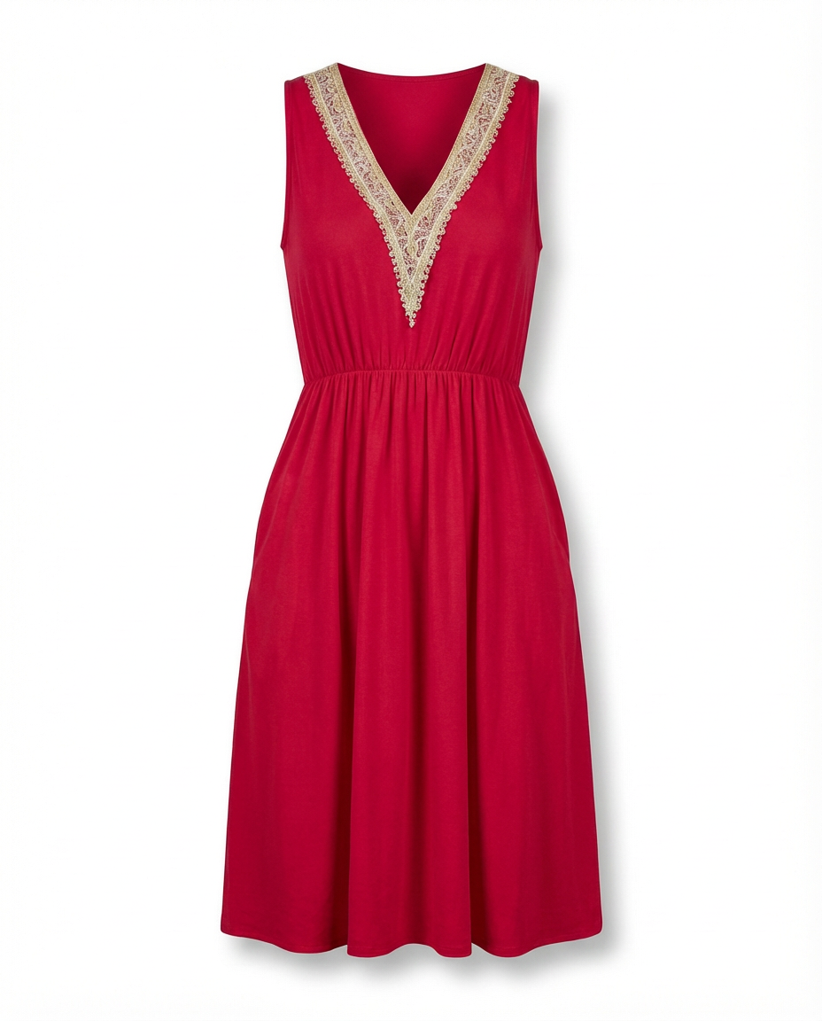 Sukienka Letnia Damska | Luźny Krój | Wygodny Dekolt w V | Na Co Dzień