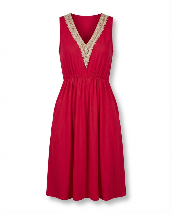 Sukienka Letnia Damska | Luźny Krój | Wygodny Dekolt w V | Na Co Dzień