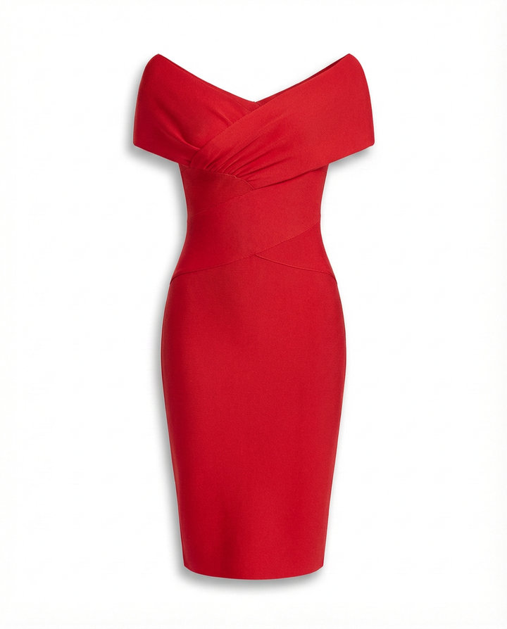 Sukienka Koktajlowa Sukienki Koktajlowe | Dopasowany Krój | Dekolt w Kształcie V | Na Wyjścia