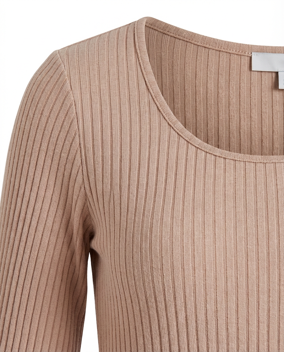 Sukienka Długa Prążkowana | Dopasowany Krój | Rozszerzane Rękawy | Na Co Dzień