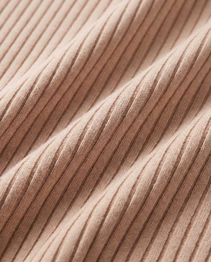 Sukienka Długa Prążkowana | Dopasowany Krój | Rozszerzane Rękawy | Na Co Dzień