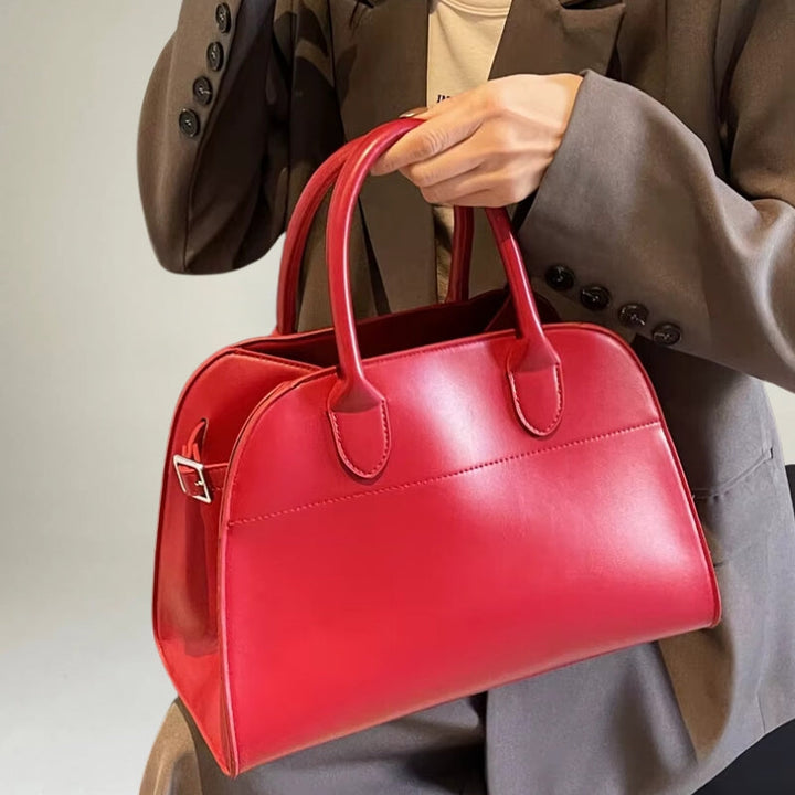 Damska Torebka Kuferek | Skórzana z Krótkimi Uchwytami | Elegancki Minimalistyczny Styl