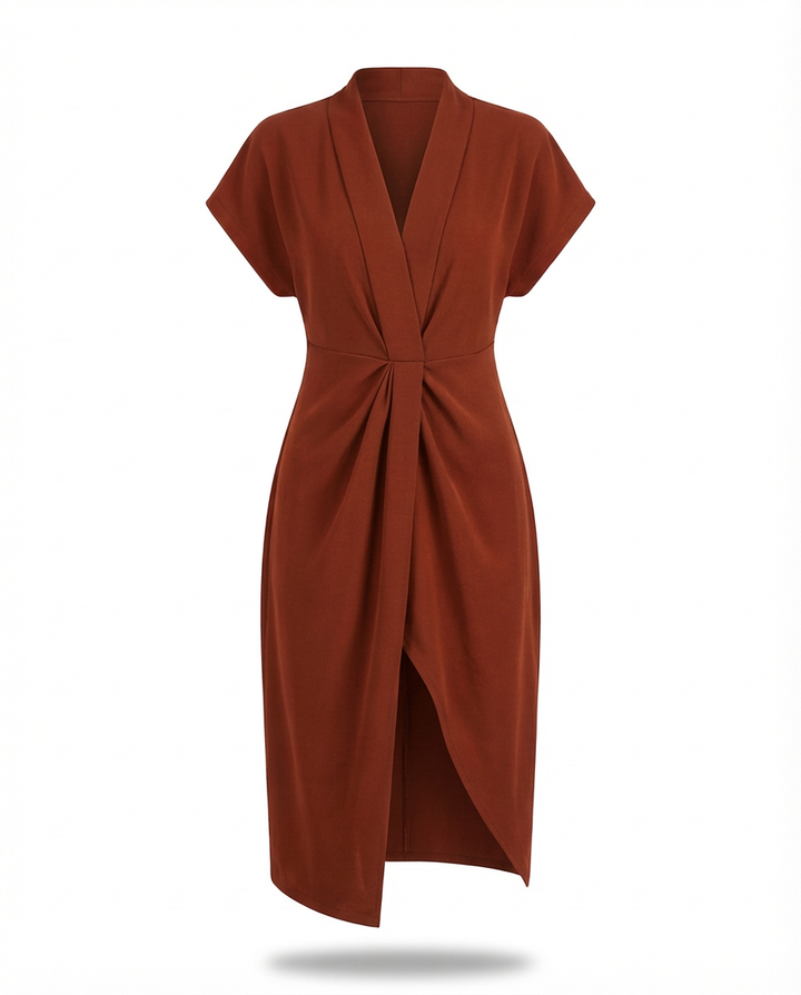 Sukienka Midi Damska Kopertowa | Regulowany Krój | Wygodne Wiązanie | Na Co Dzień i Na Wyjścia